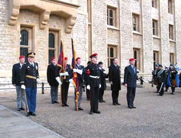 Members stood at attention befor marching